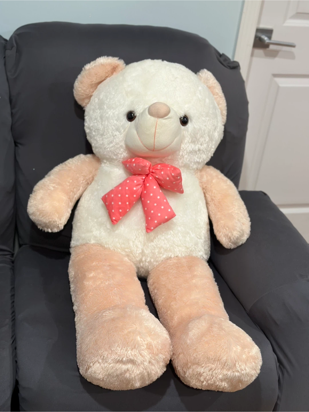 Large White and Peach Teddy Bear - photo 2