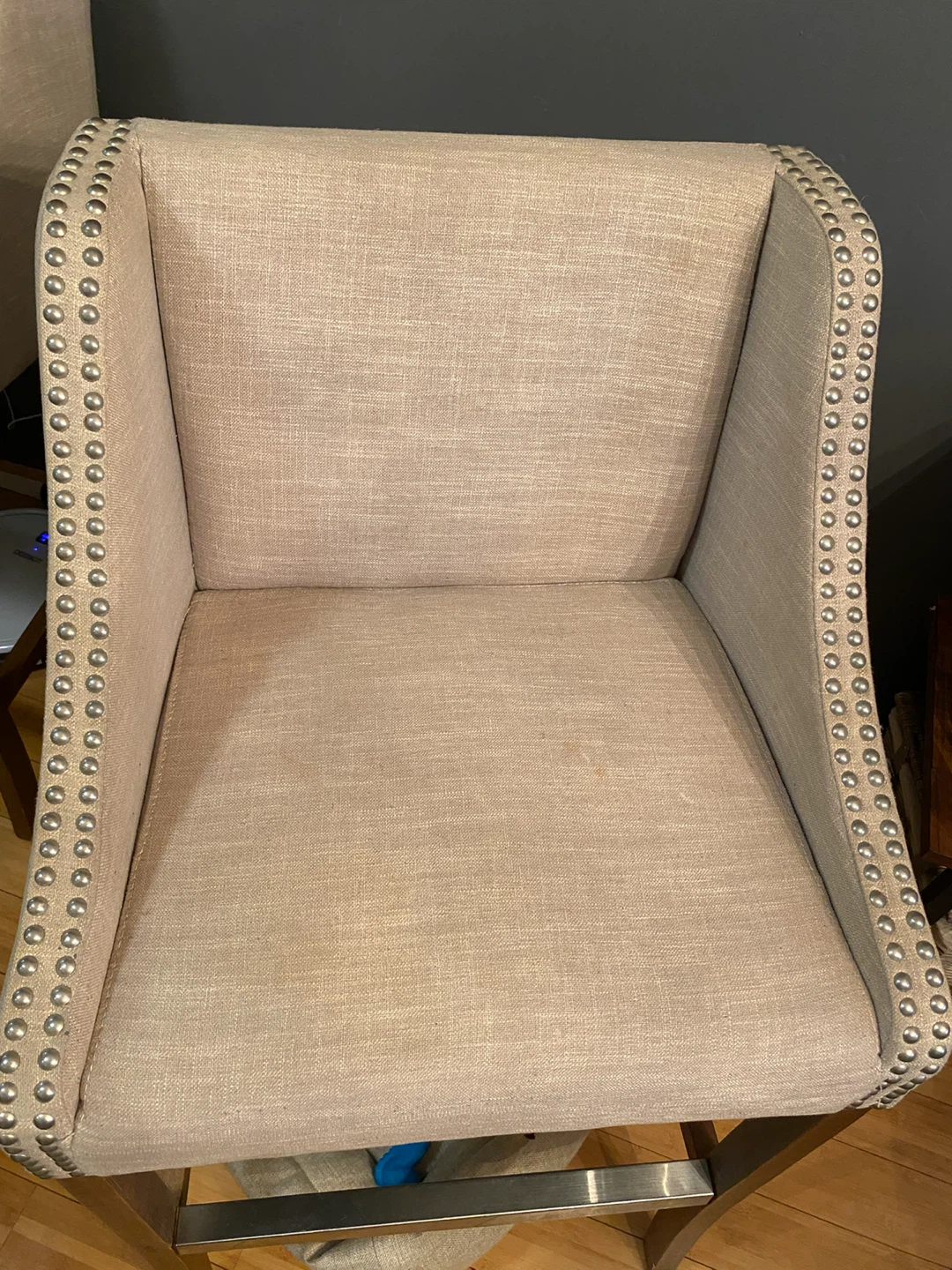 Upholstered Bar Stool with Nailhead Trim - photo 2