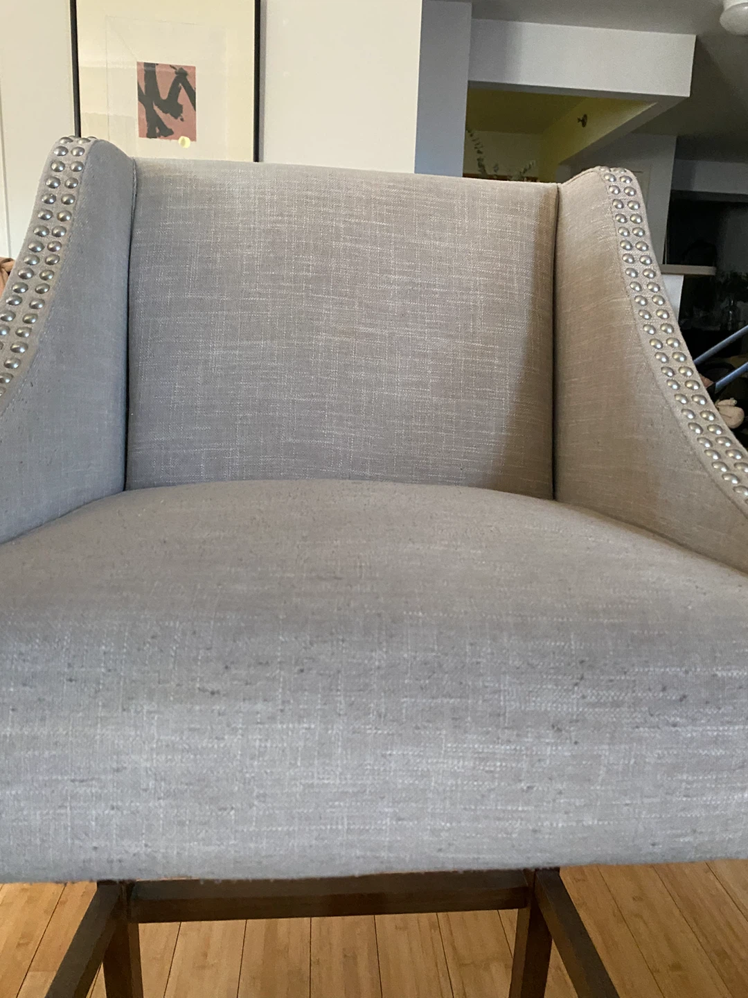 Upholstered Bar Stool with Nailhead Trim - photo 4