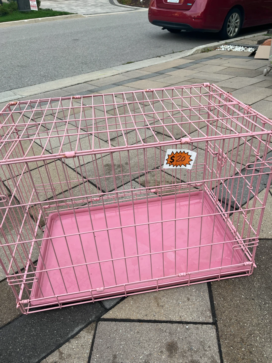 Pink Metal Pet Crate