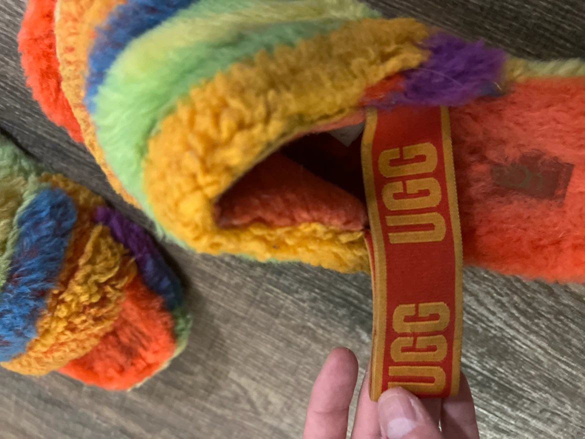 Rare UGG Fluff Yeah Slide Rainbow Sandals - photo 3