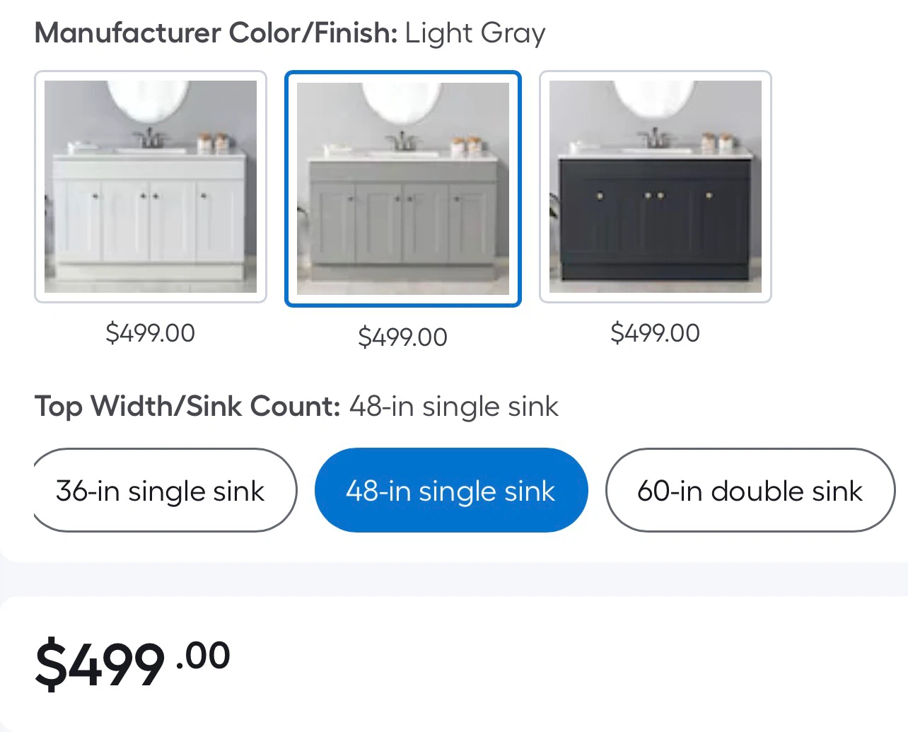 Project Source Dover 48-in Light Gray Bathroom Vanity - photo 4