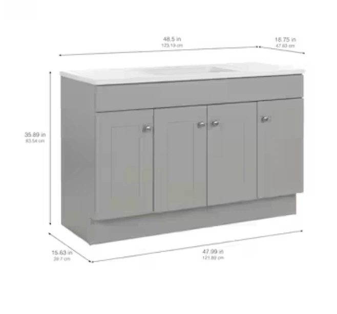 Project Source Dover 48-in Light Gray Bathroom Vanity - photo 5
