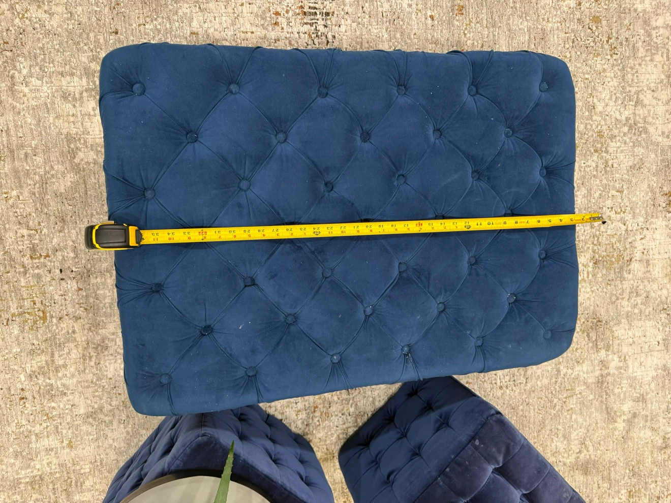 Blue Velvet Tufted Ottoman Set - photo 3