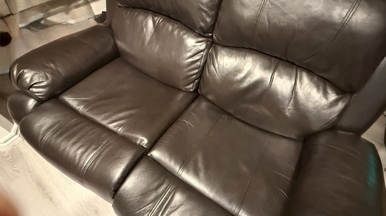 Dark Brown Leather Reclining Loveseat - photo 2