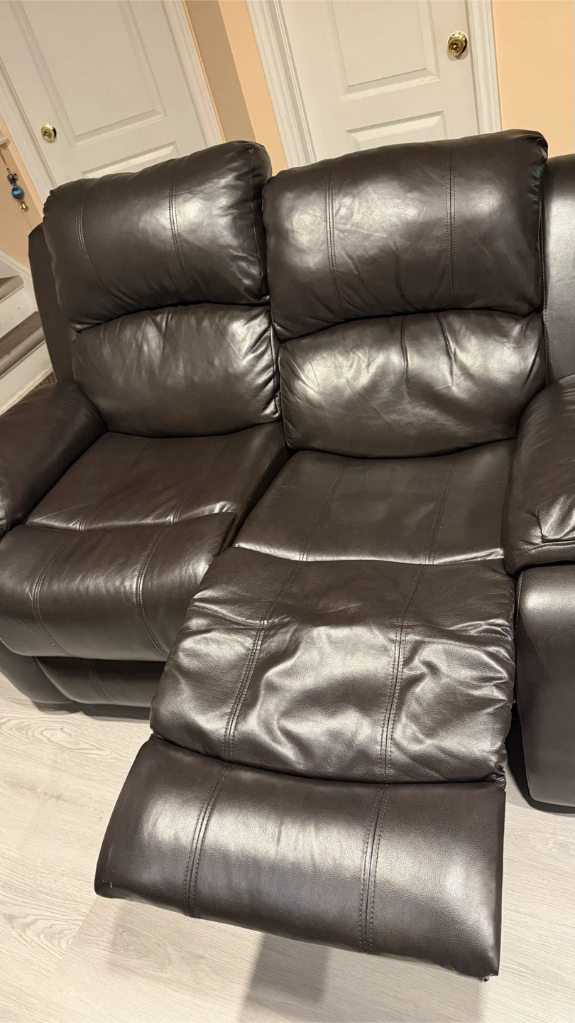 Dark Brown Leather Reclining Loveseat - photo 3