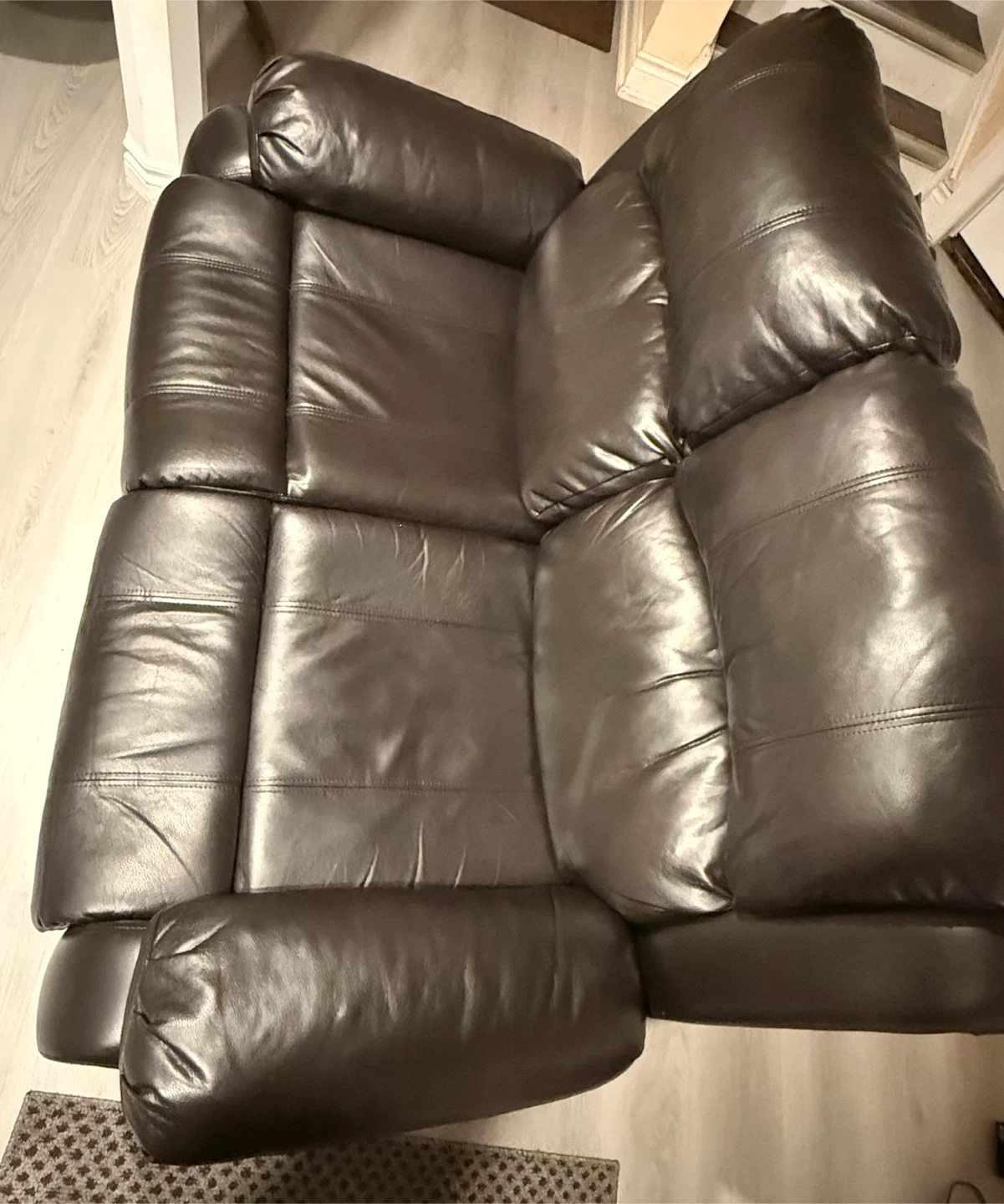 Dark Brown Leather Reclining Loveseat - photo 4