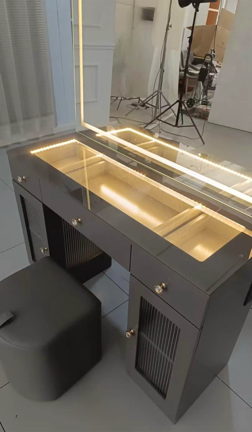 Modern LED Vanity Table with Mirror and Stool - photo 2