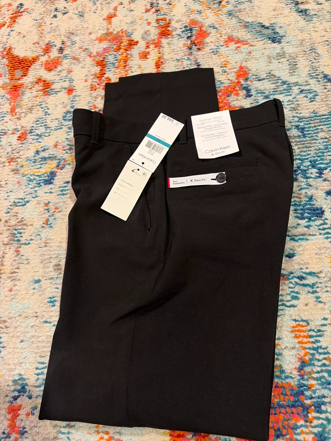 Calvin Klein Slim Fit Flat Front Pants Black Size 16 - photo 2
