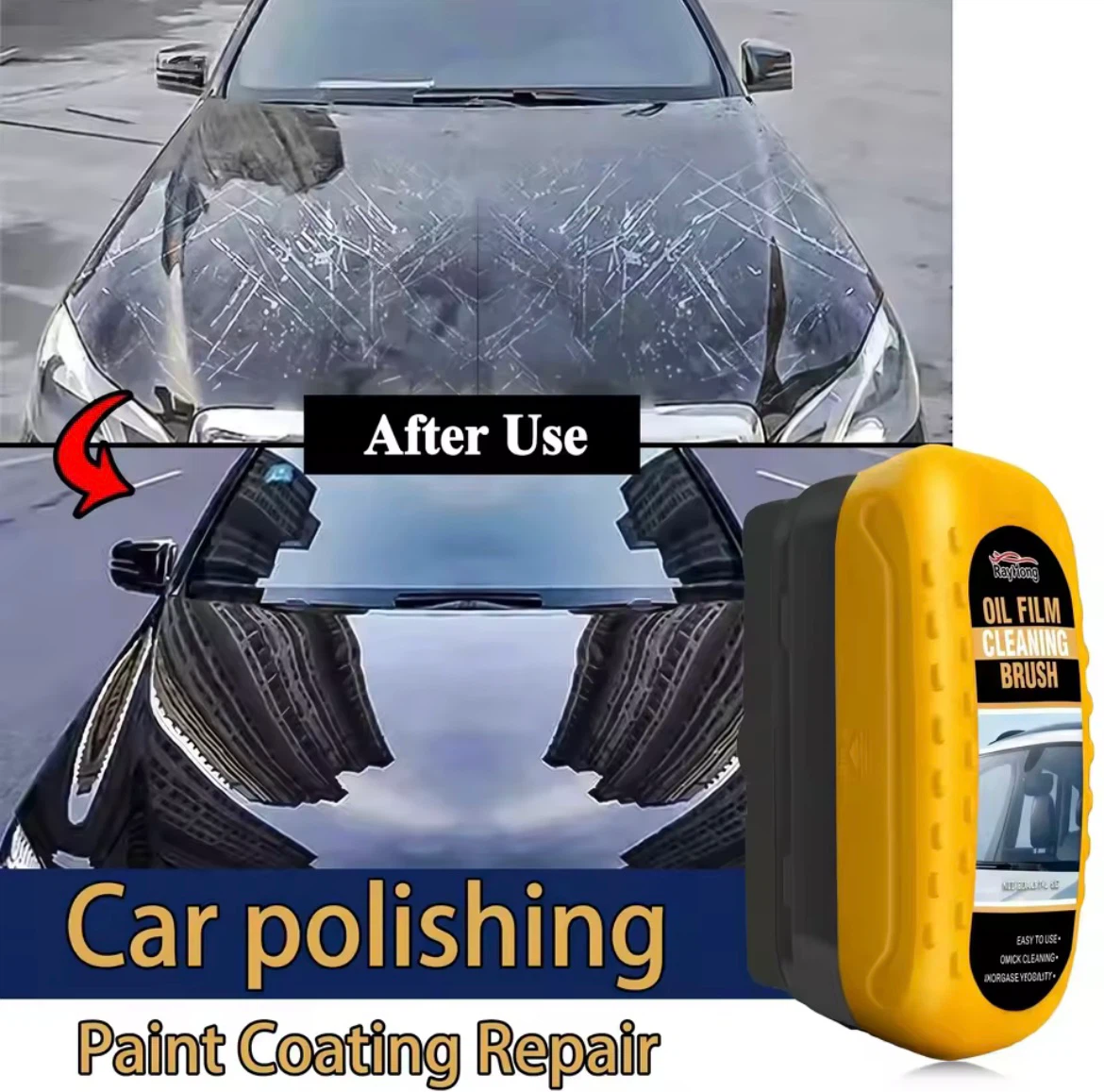 Car Windshield Oil Film Remover & Glass Cleaning Brush