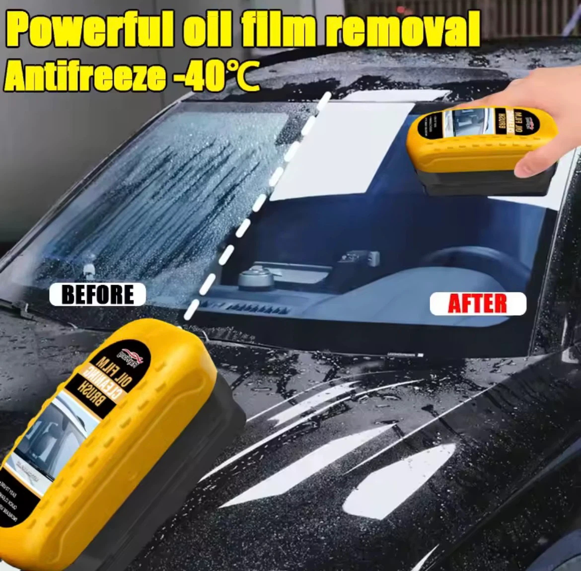 Car Windshield Oil Film Remover & Glass Cleaning Brush - photo 2
