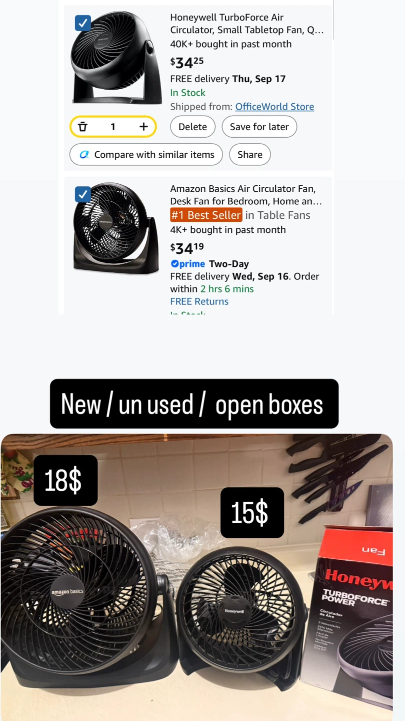 Table Fans - Honeywell and Amazon Basics - photo 2