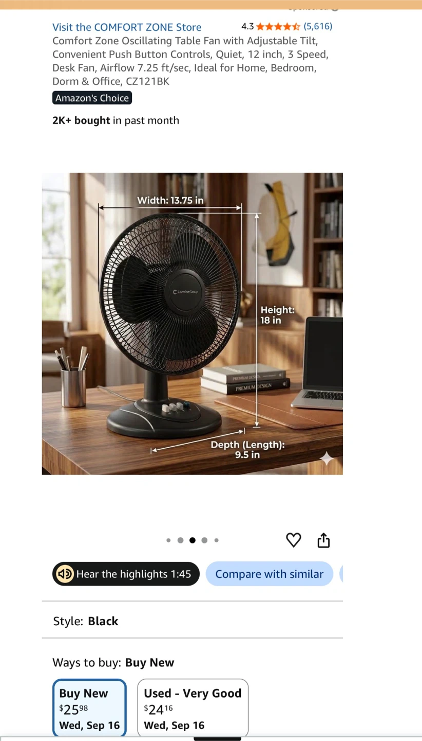 Table Fans - Honeywell and Amazon Basics - photo 3