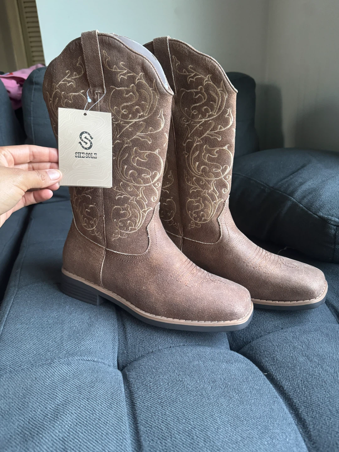 Shesole Western Fashion Boots, Brown - photo 3