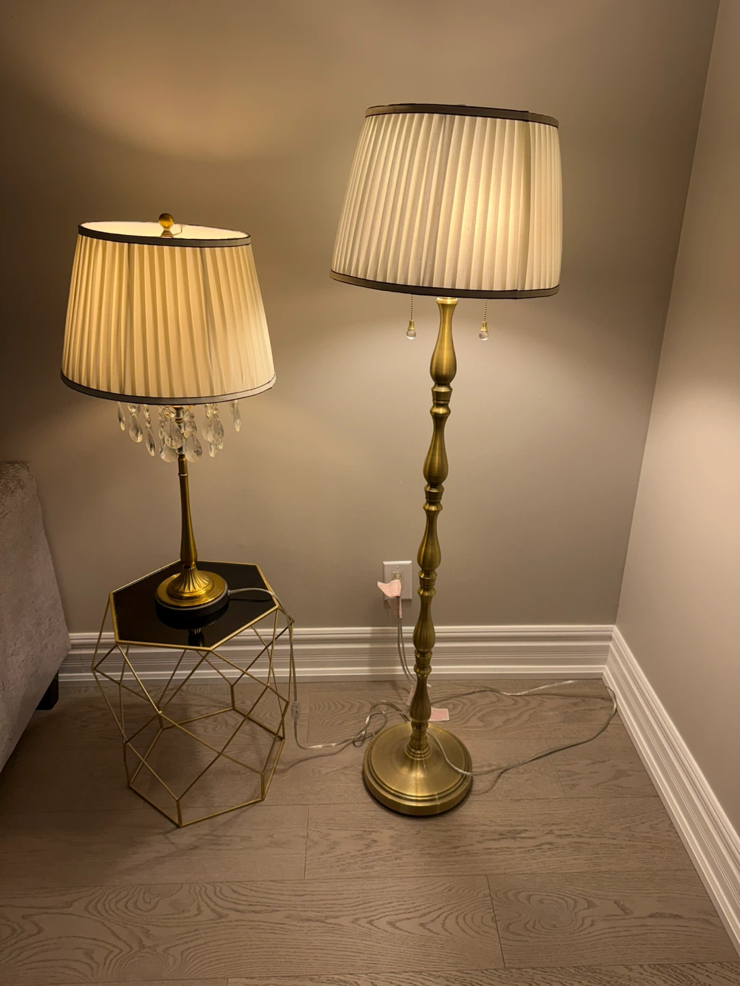 Matching Brass Table and Floor Lamp Set - photo 2