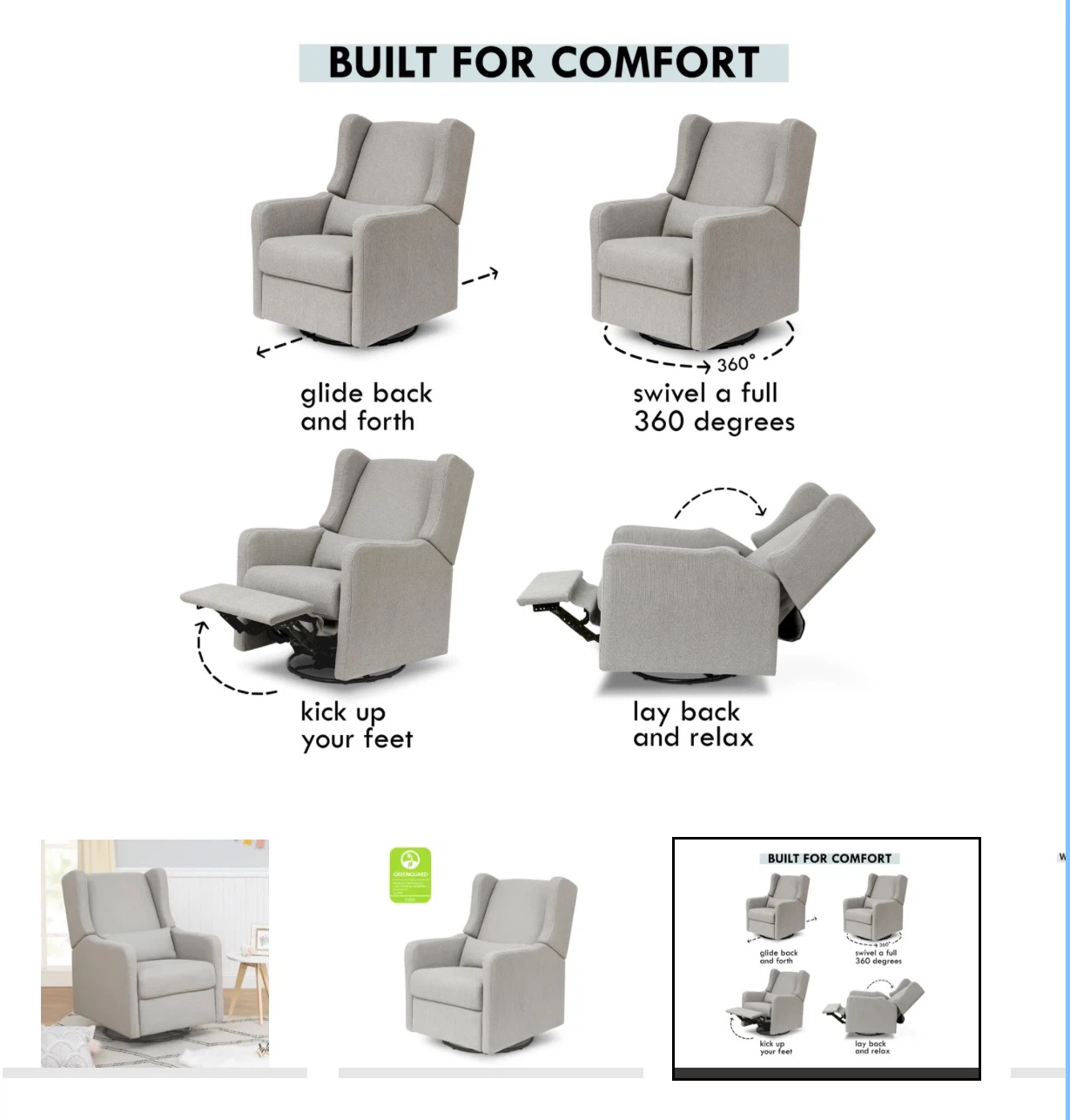 Davinci Relax Wingback Swivel Glider Recliner - photo 3