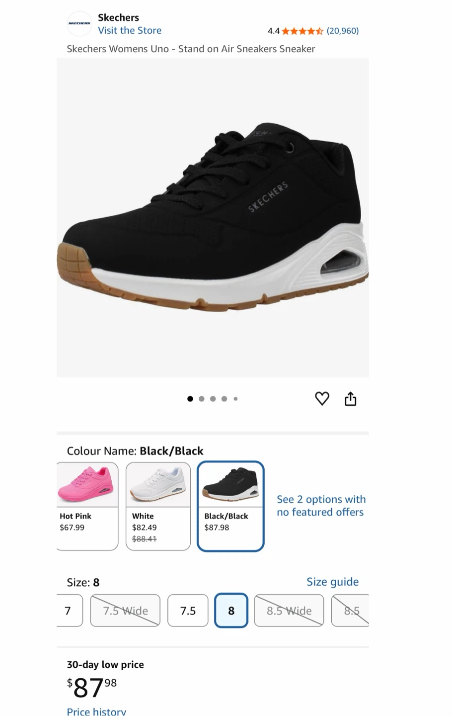 Skechers Womens Uno Stand on Air Sneakers - Black - Size 8