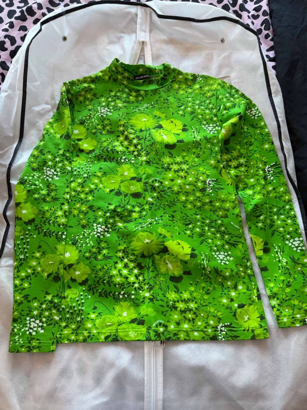Balenciaga Green Floral Long Sleeve Mock Neck - photo 2