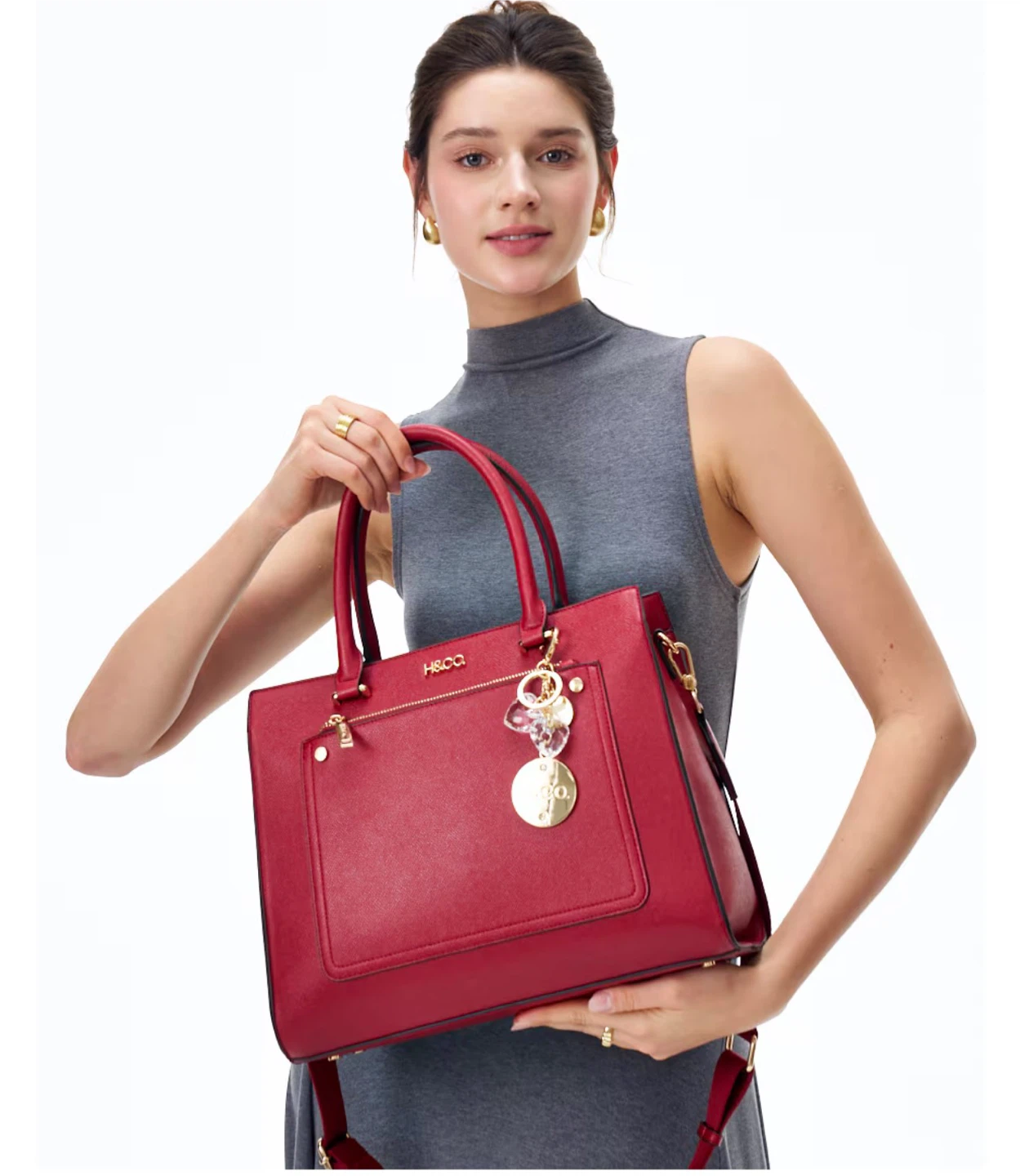 H&CO Red Handbag with Decorative Charm - photo 2