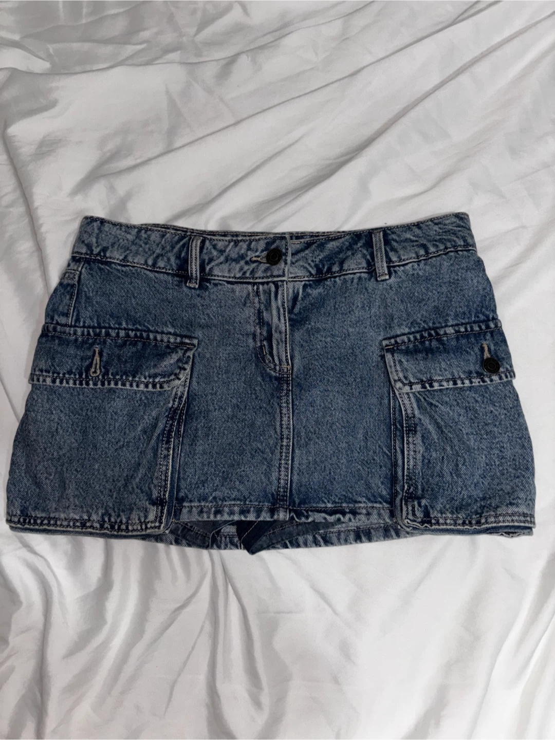 Garage Denim Cargo Mini Skirt