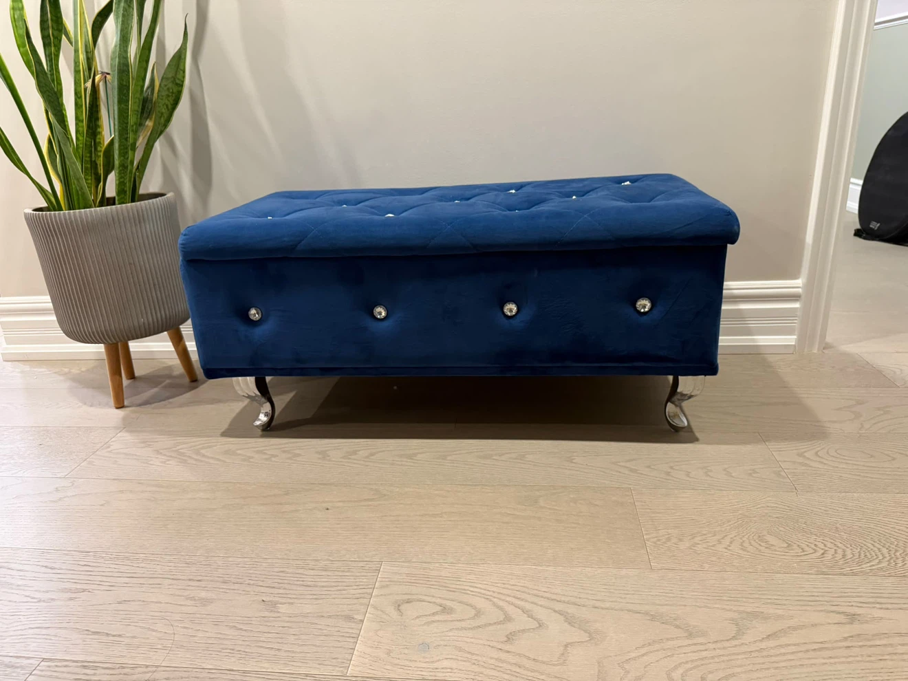 Blue Velvet Storage Bench