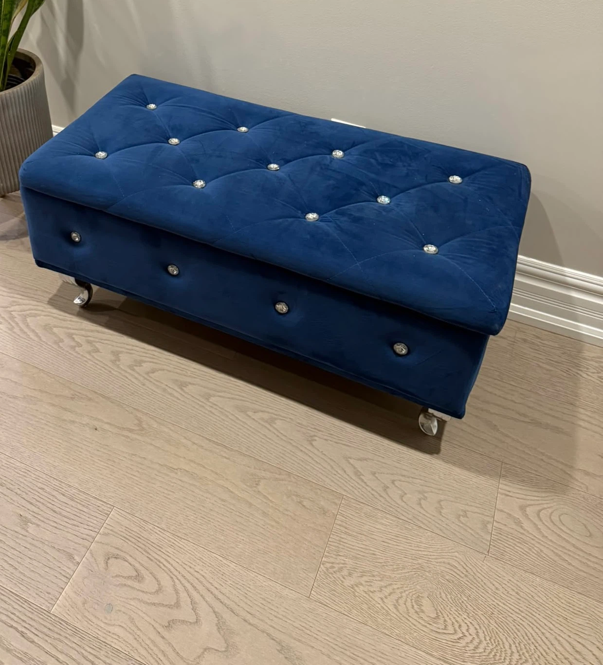 Blue Velvet Storage Bench - photo 2