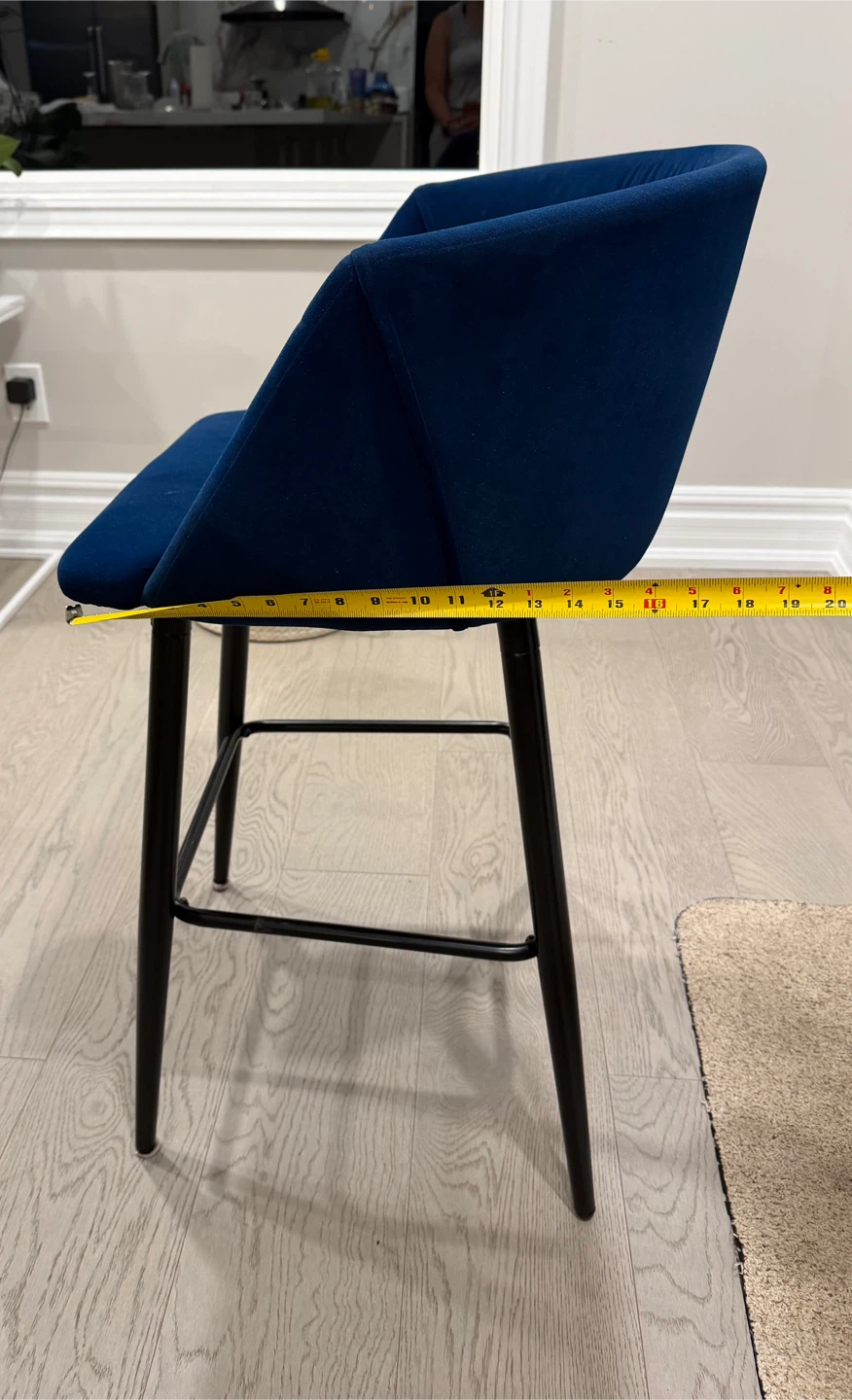 Set of 2 Blue Velvet Bar Stools / Counter Chairs - photo 4