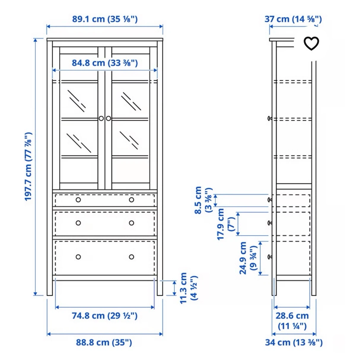 IKEA HEMNES white bookshelf with drawers - photo 3