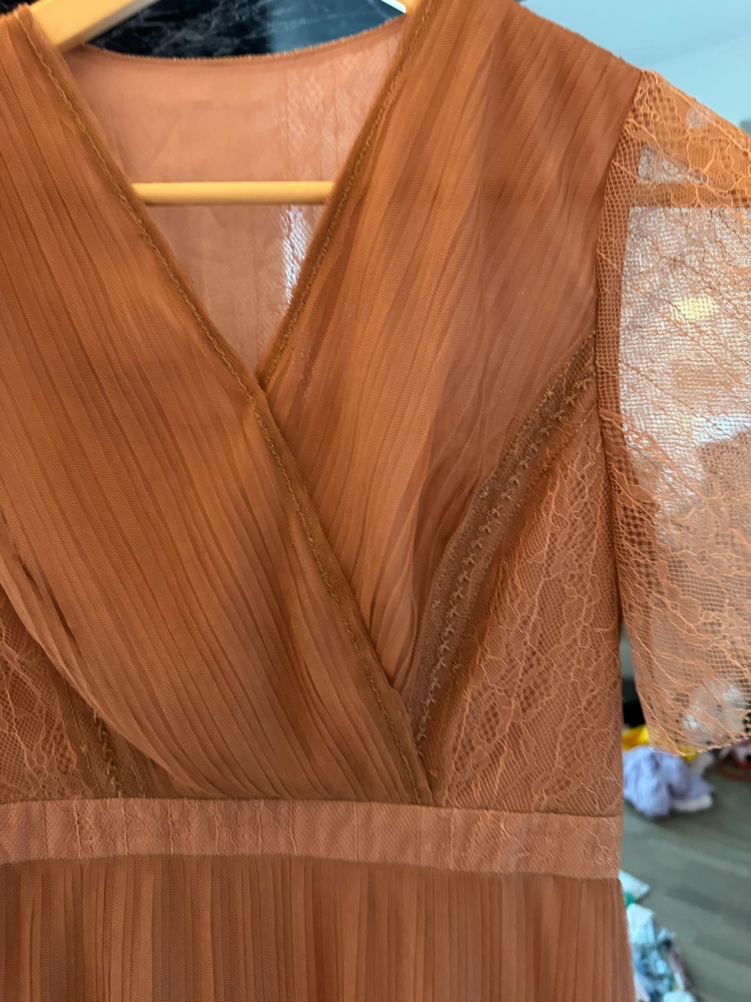 Pleated Lace Detail Midi Dress - photo 3