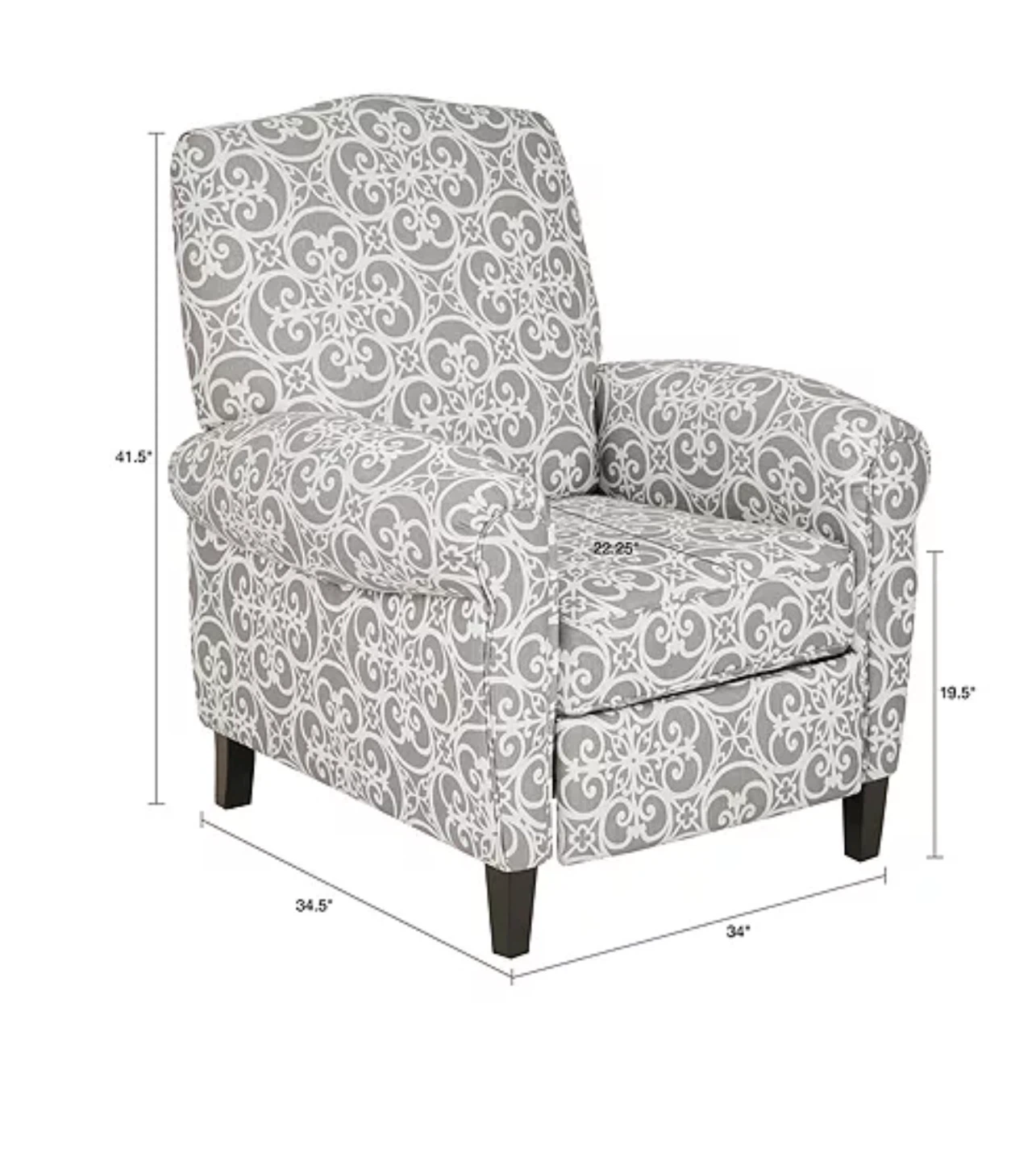 Gray and White Patterned Recliner - photo 4