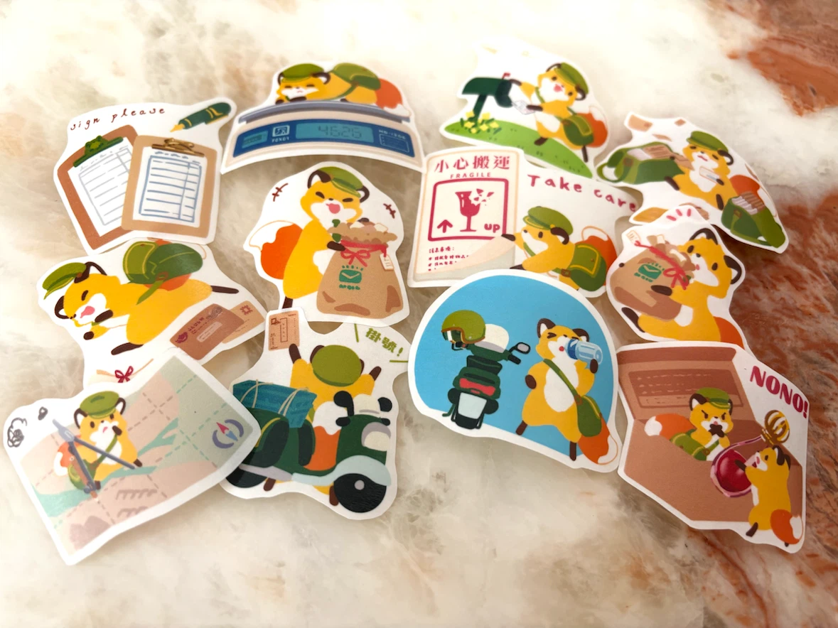 Cute Fox Postage Themed Stickers