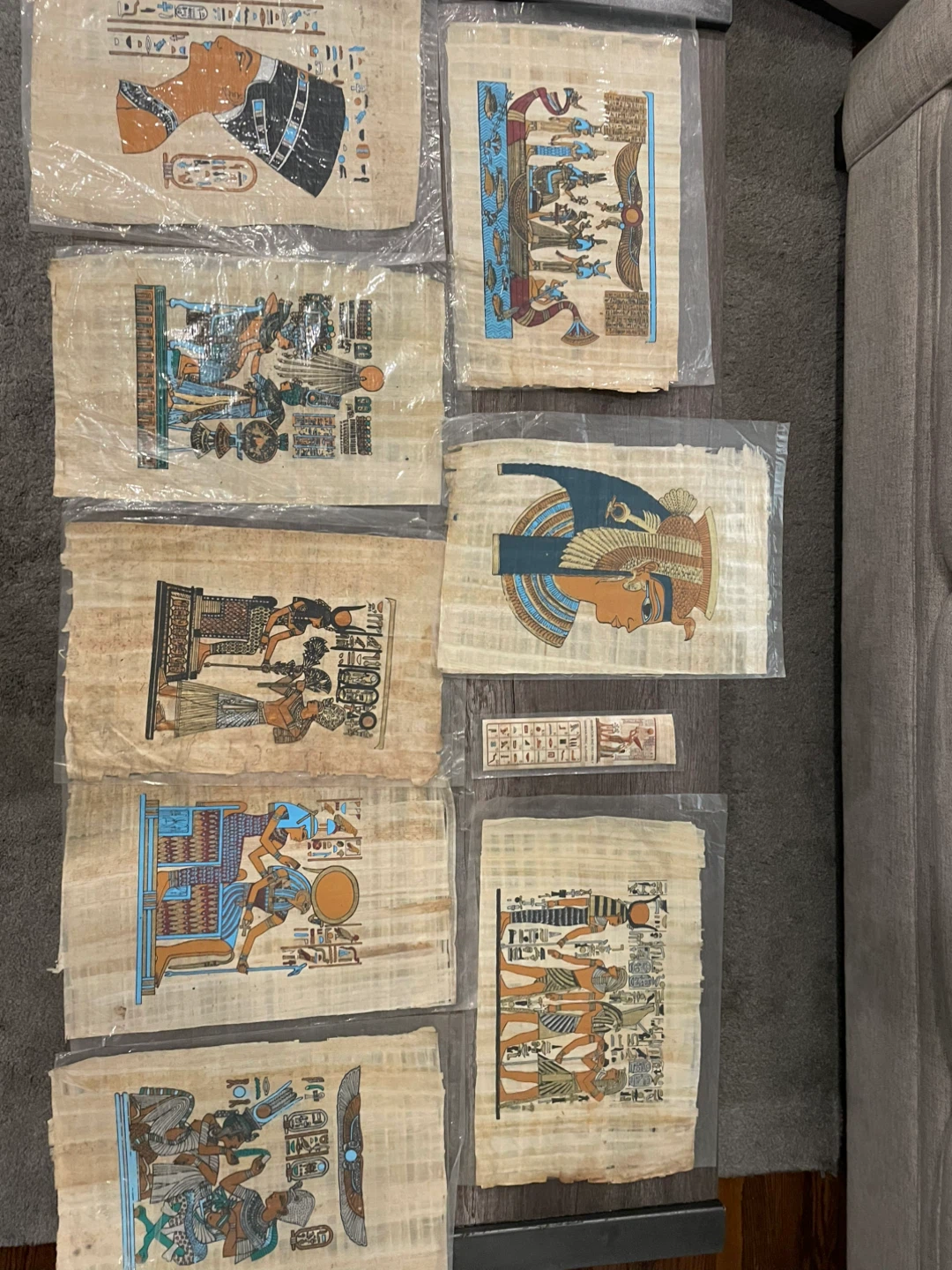 Set of 9 Egyptian Papyrus Paintings
