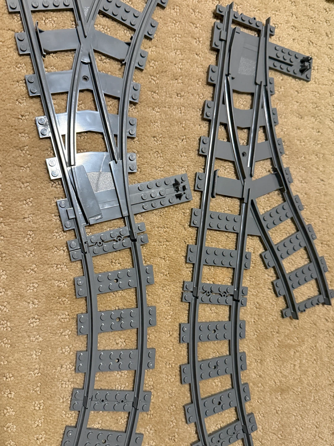 LEGO Train Track Switches and Curved Rails