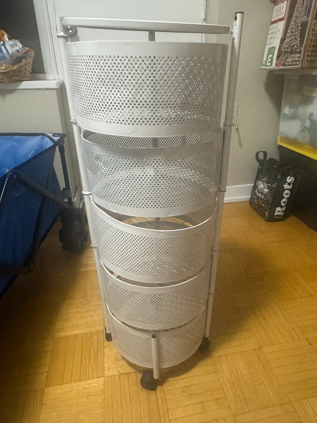 white rolling storage cart, 5 tier