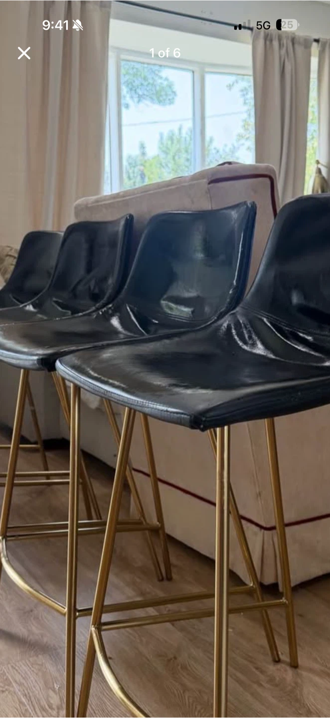 Set of 3 Modern Black and Gold Bar Stools (4) - photo 2