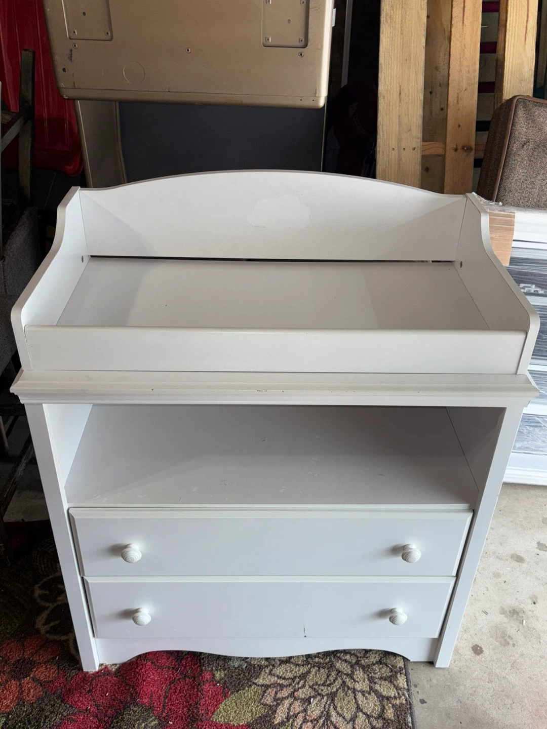 White Baby Changing Table with Two Drawers - photo 5