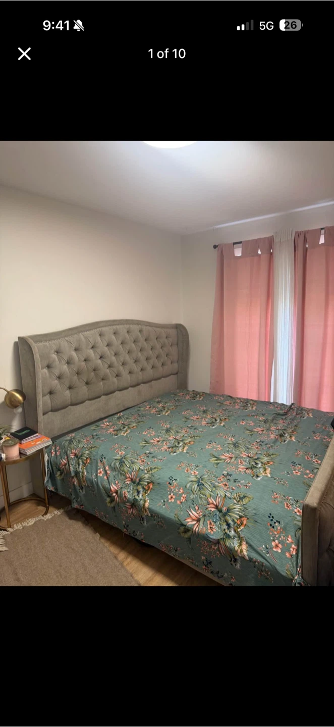 Grey Upholstered Tufted king  Bed Frame