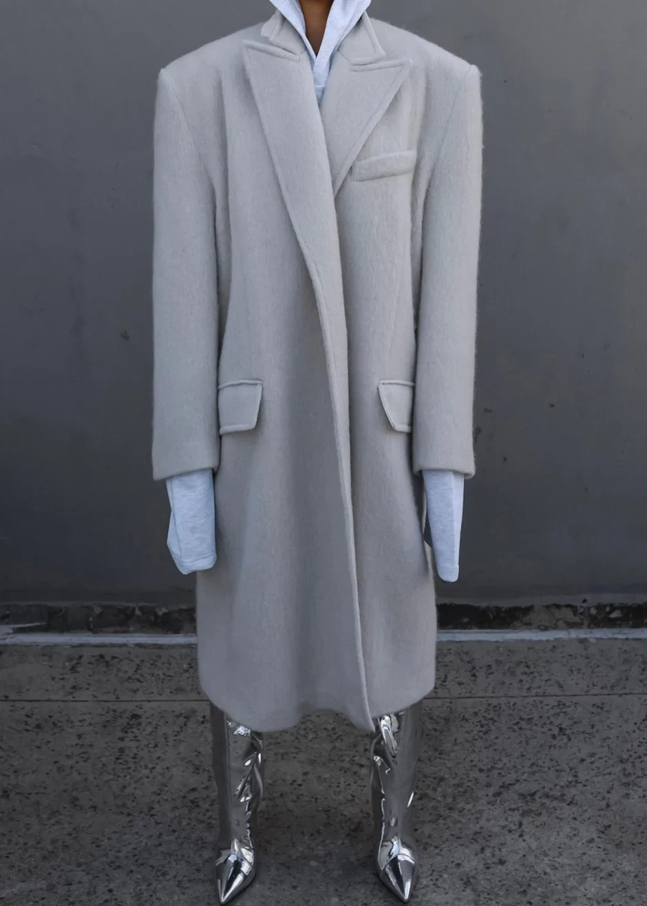 The Frankie Shop - Light Gray Wool Overcoat
