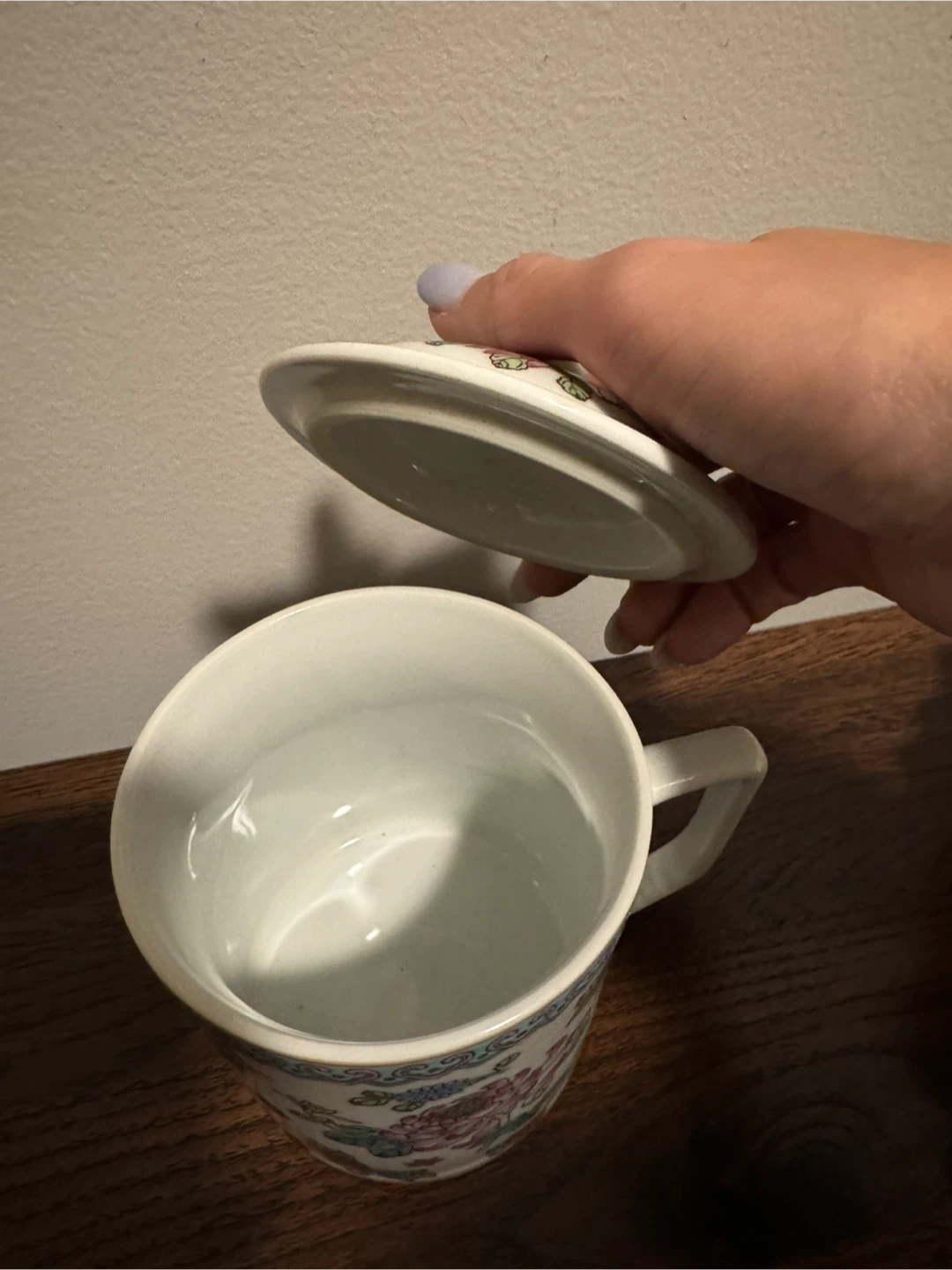 Floral Porcelain Tea Mug with Lid - photo 4