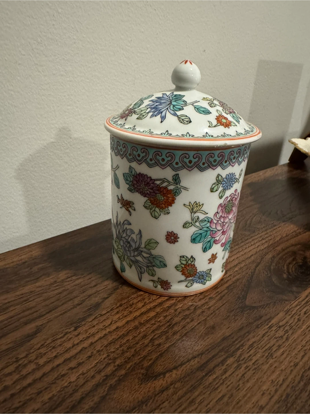 Floral Porcelain Tea Mug with Lid - photo 5