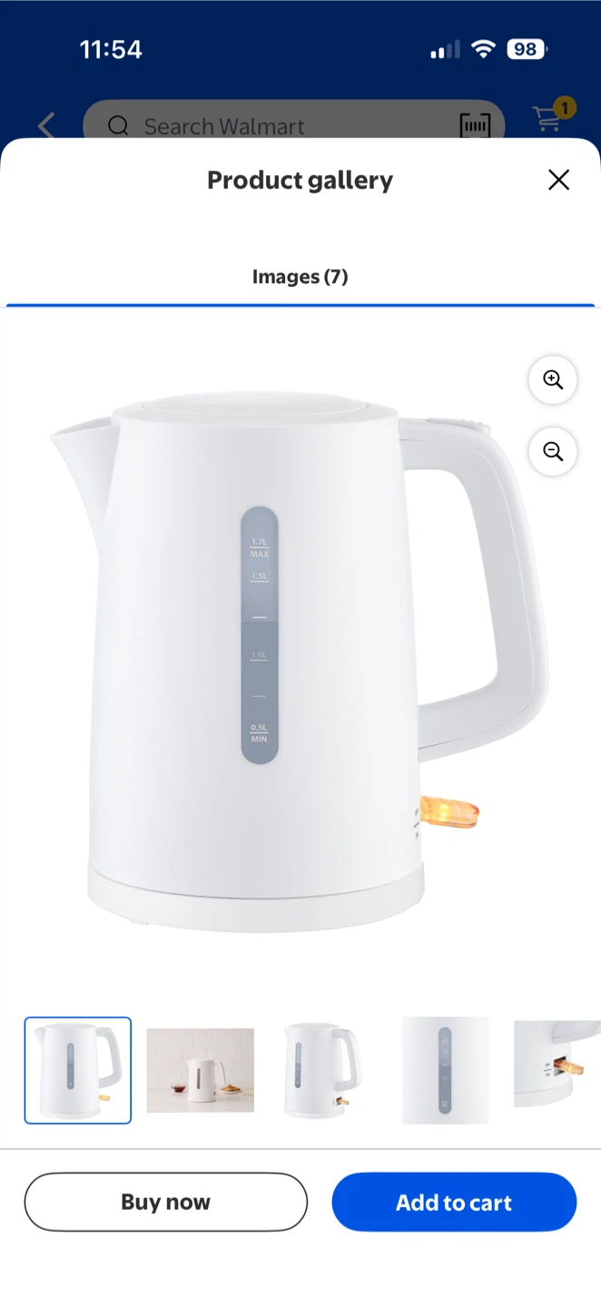 Mainstays 1.7L White Electric Kettle