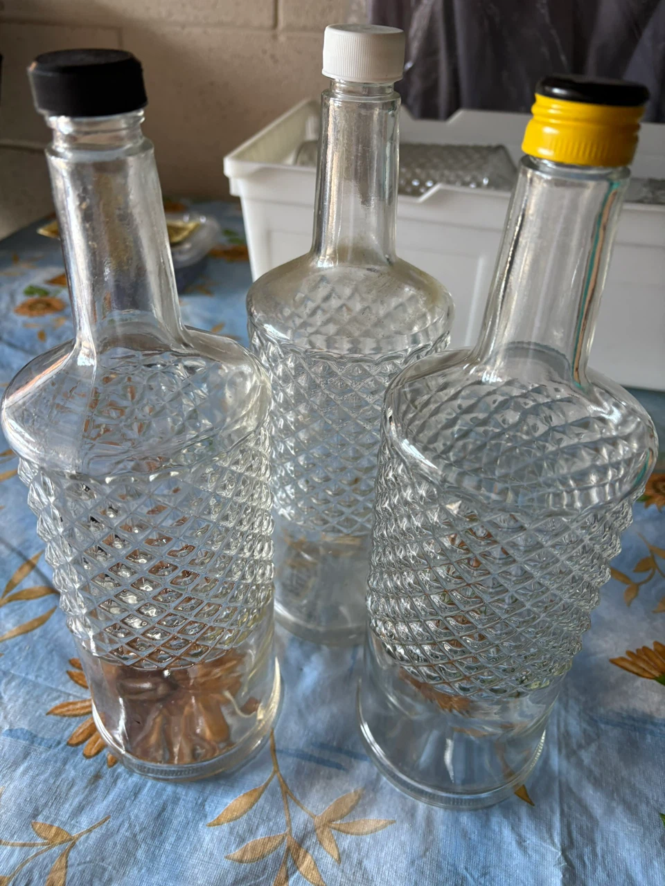 Set of 3 decorative glass bottles