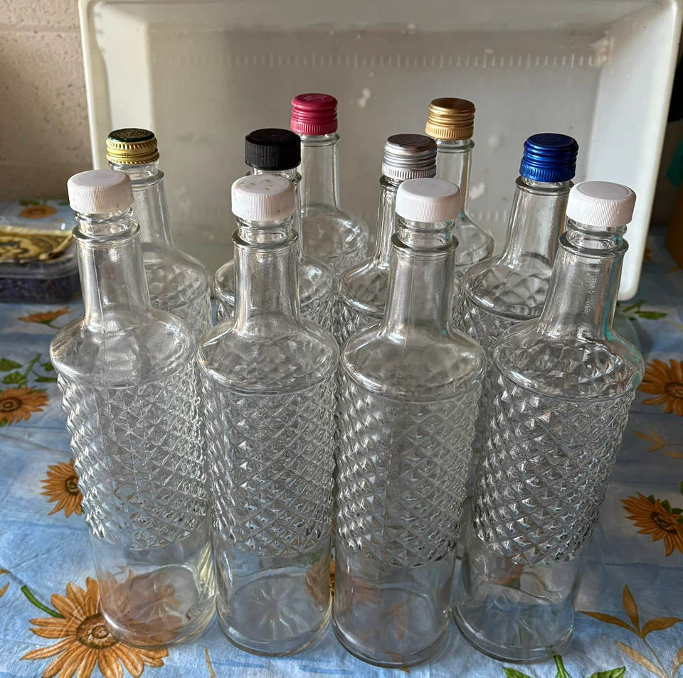 Diamond Pattern Glass Bottles
