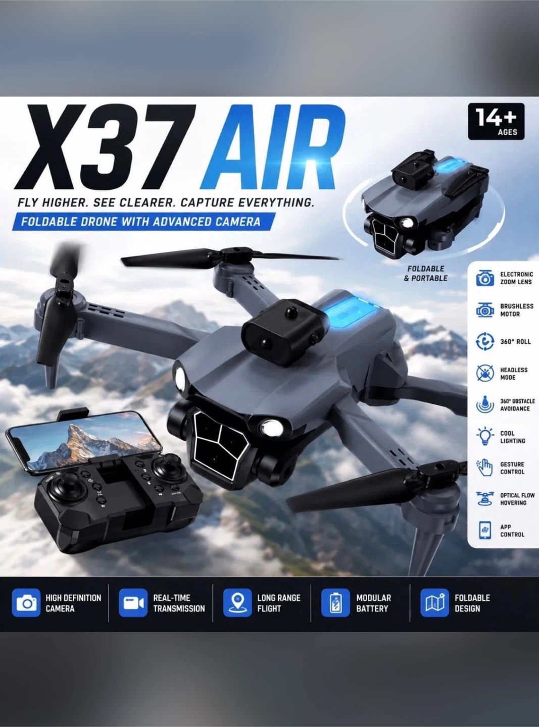 X37 Air Foldable Drone with Camera