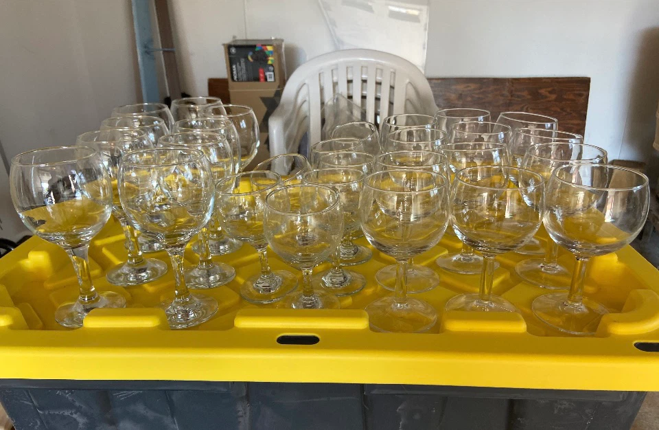 Set of 26 Clear Glass Wine Glasses