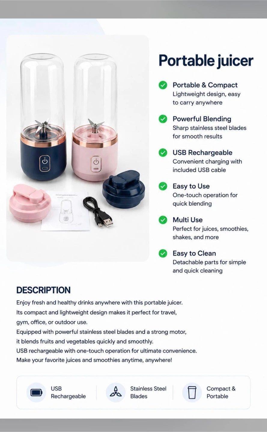 Portable USB Rechargeable Juicer