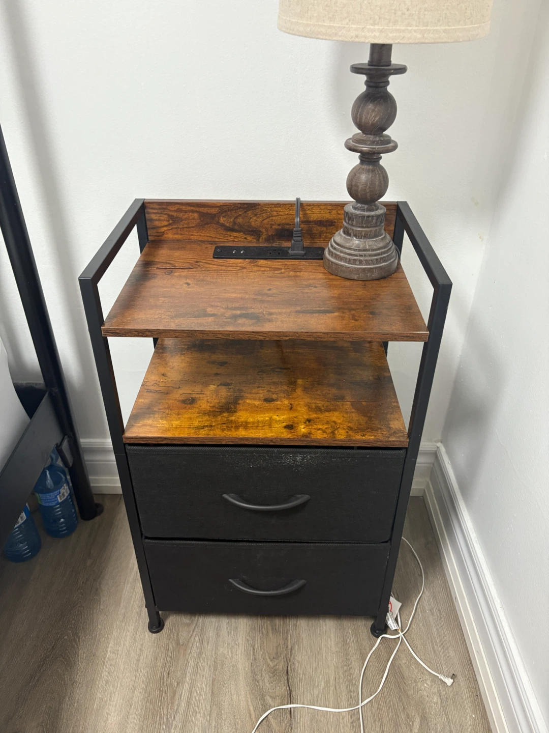 Rustic Industrial Nightstand with Power Outlet