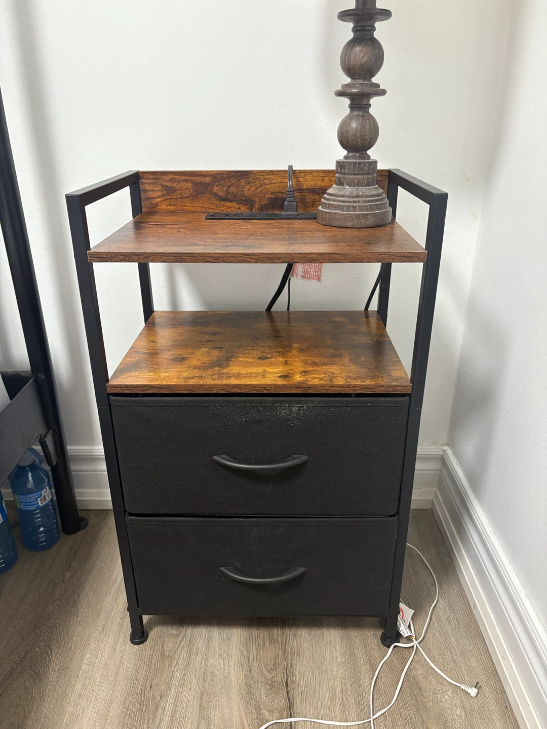 Rustic Industrial Nightstand with Power Outlet - photo 2