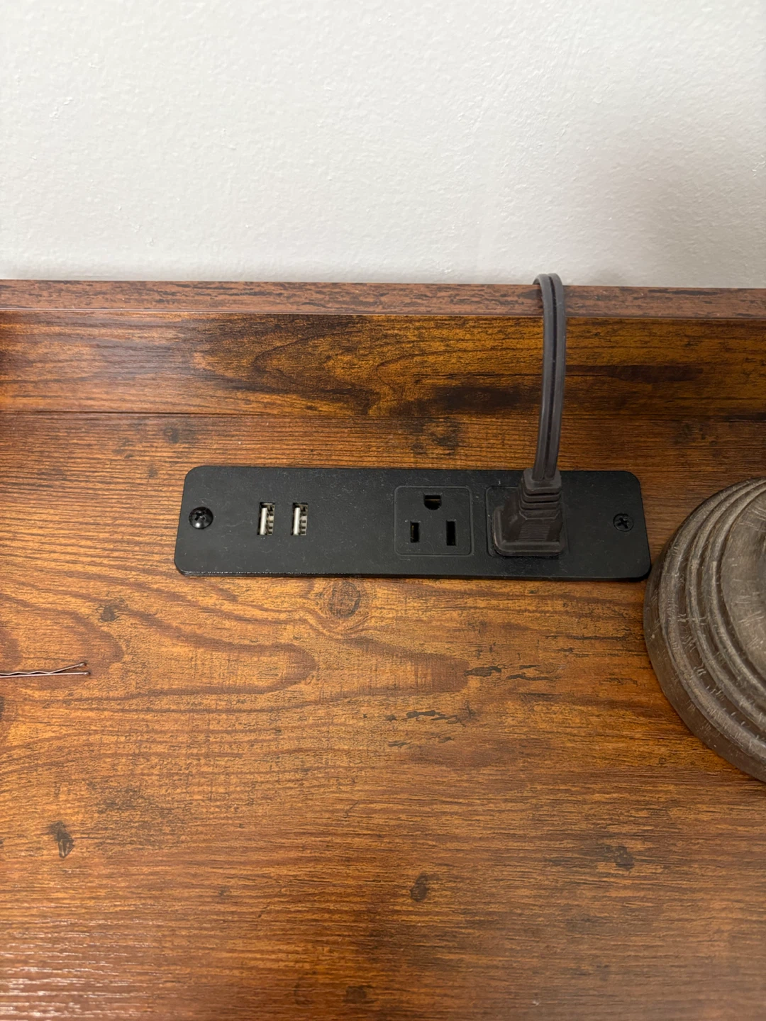 Rustic Industrial Nightstand with Power Outlet - photo 3