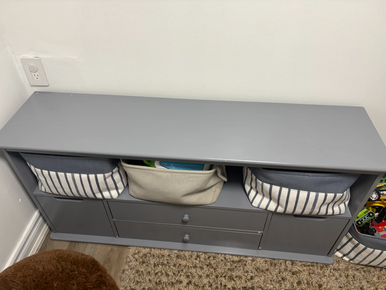 Grey storage bench with drawers - photo 2